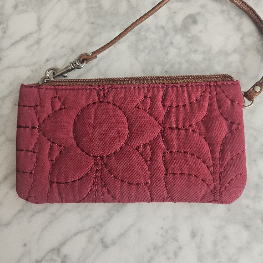 Fossil KeyPer Raspberry Quilted Cute wallet wristlet READ - Picture 3 of 7